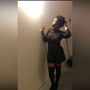 One Piece Black Sequin Romper